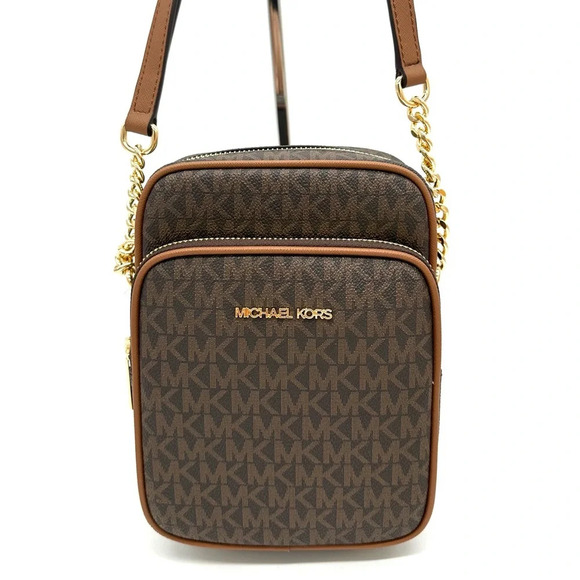 Michael Kors Medium NS Chain Xbody Bag Brown/Gold - Picture 1 of 10